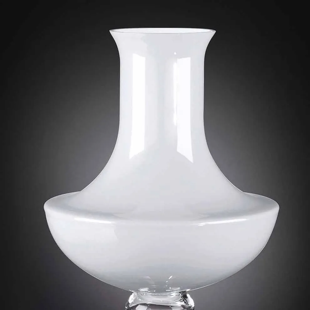 Moderne Indoor-Vase aus weißem und transparentem Glas Made in Italy - Portos