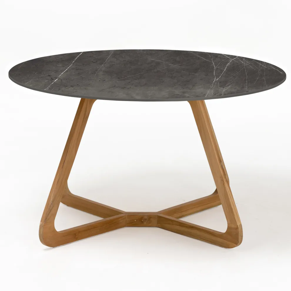 Runder Gartentisch aus Pietra Grey Keramik Made in Italy - Pegaso