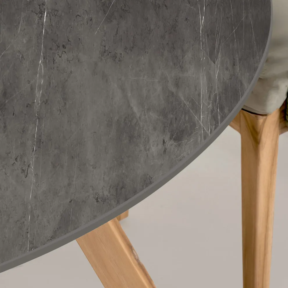 Runder Gartentisch aus Pietra Grey Keramik Made in Italy - Pegaso