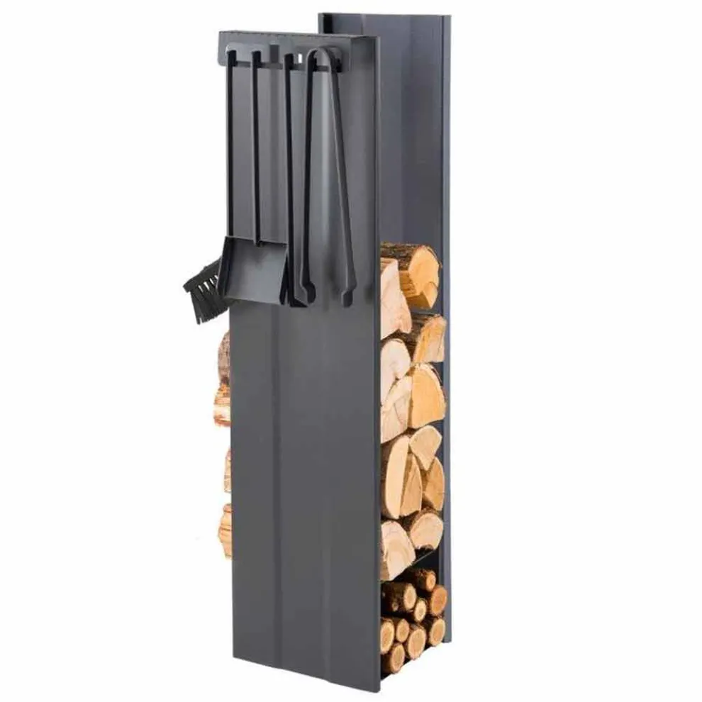 Design Brennholzhalter mit 4 Innenwerkzeugen Made in Italy - Janet