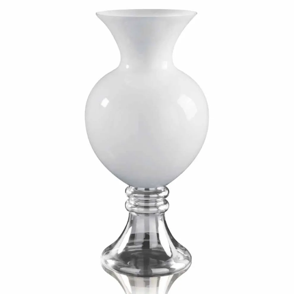Dekorative Innenvase aus weißem und transparentem Glas Made in Italy - Frodino