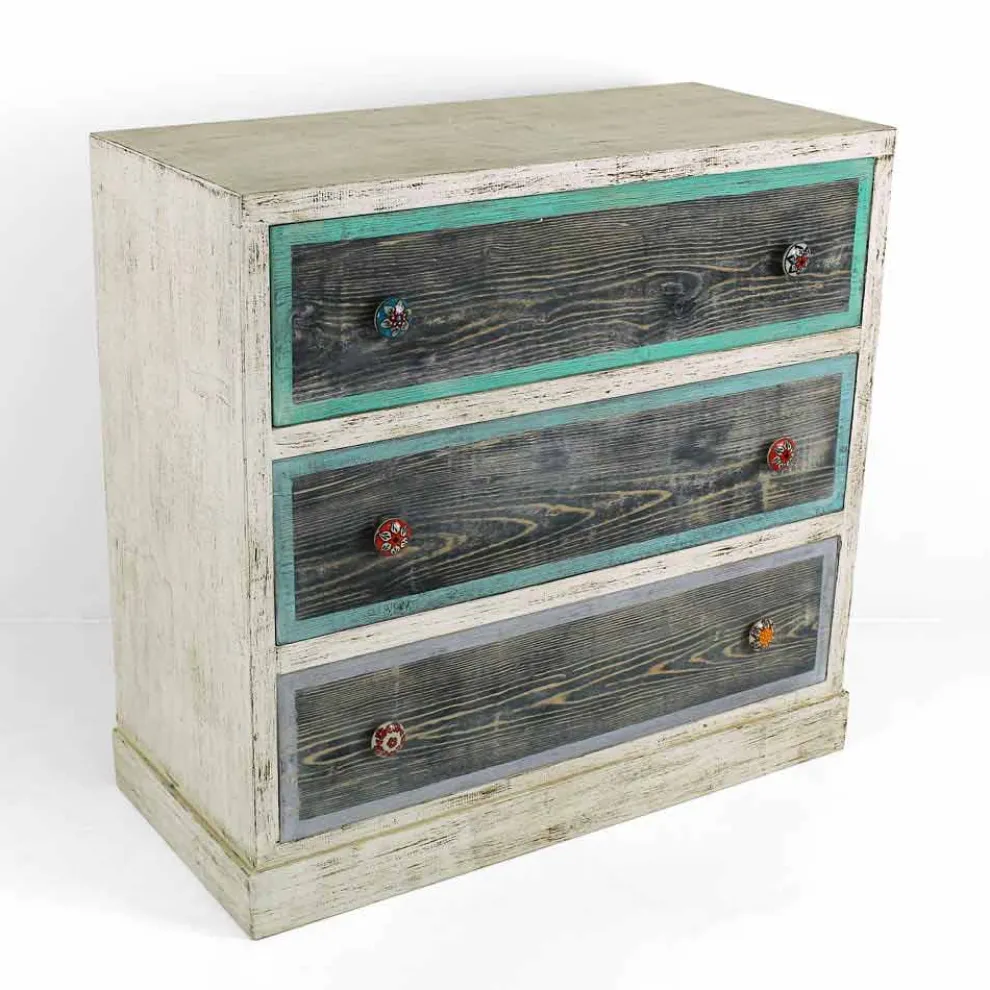 Artisan Kommode aus Tannenholz mit 3 Schubladen Made in Italy - Monkey