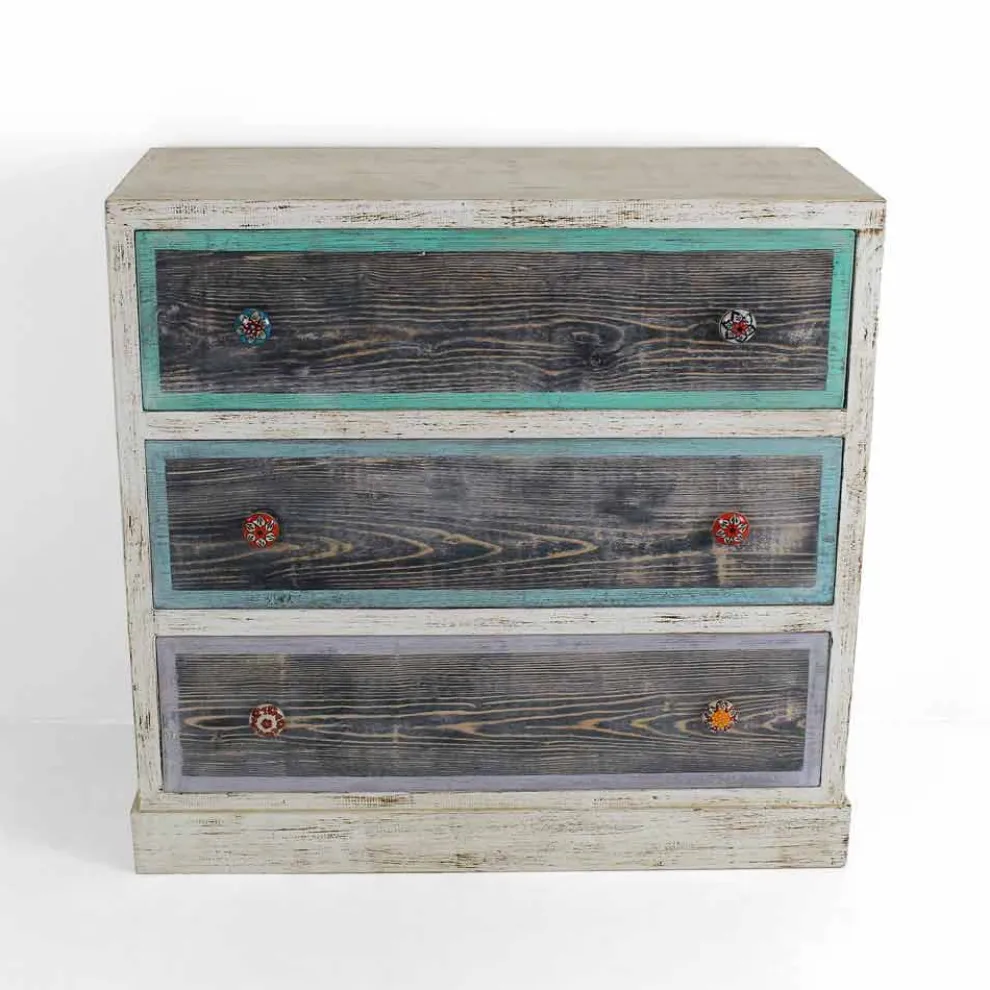 Artisan Kommode aus Tannenholz mit 3 Schubladen Made in Italy - Monkey