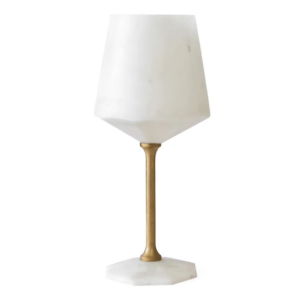 Weinglas in satinweißem Carrara-Marmor und Messing-Design - Caglio