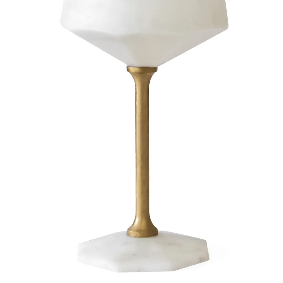 Weinglas in satinweißem Carrara-Marmor und Messing-Design - Caglio