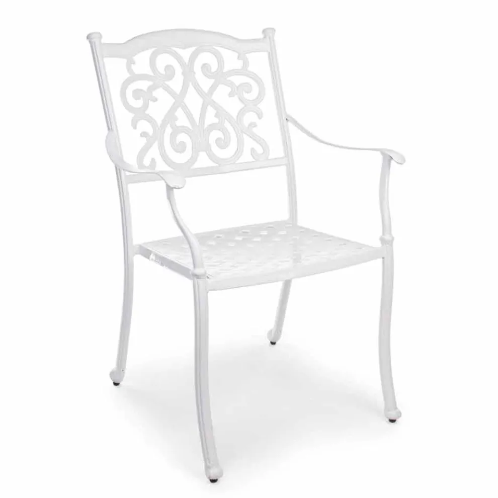 Stapelbarer Außenstuhl aus weißem oder anthrazitfarbenem Aluminium, 4 Stück - Ode