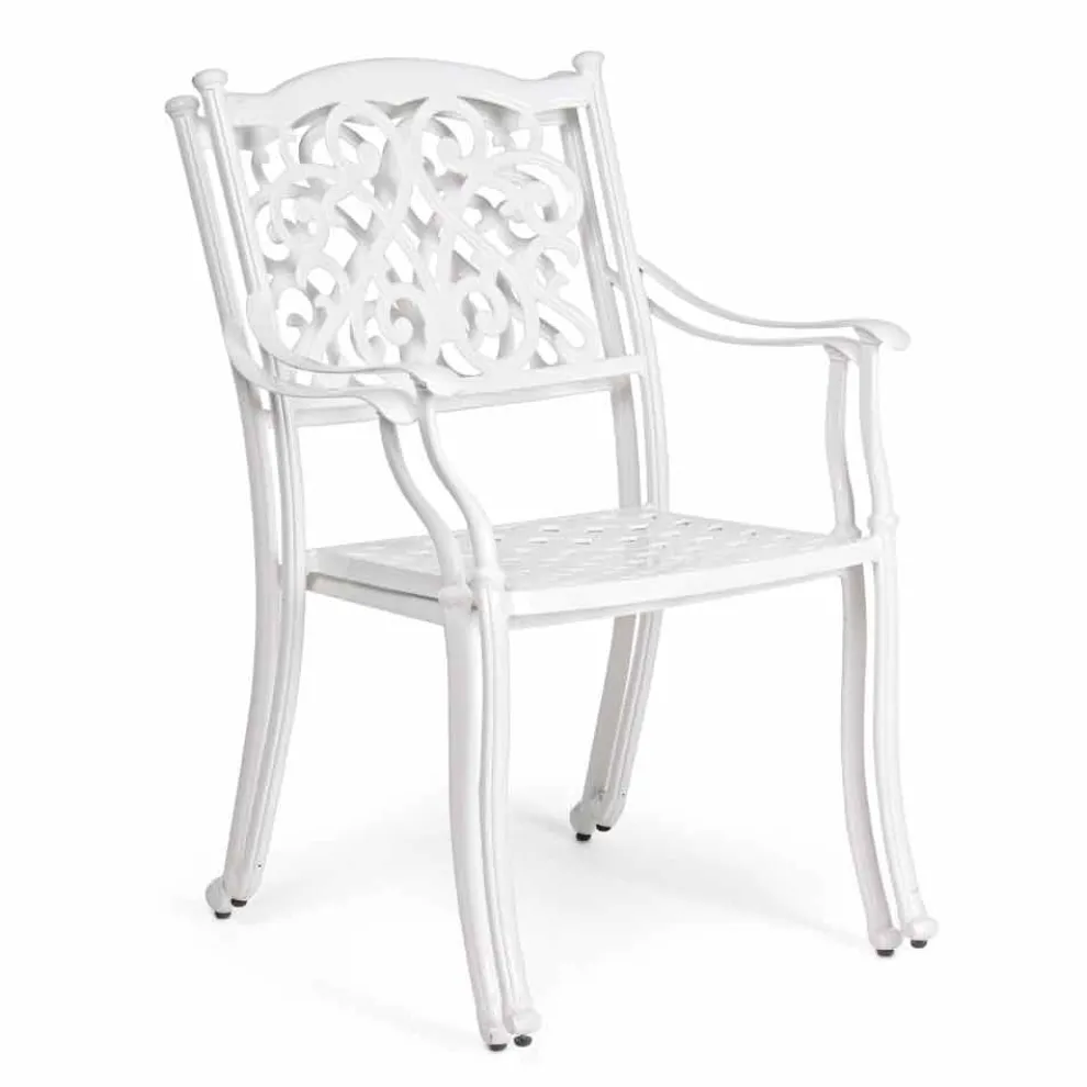 Stapelbarer Außenstuhl aus weißem oder anthrazitfarbenem Aluminium, 4 Stück - Ode