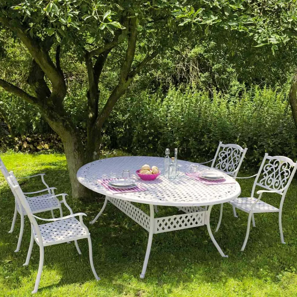 Stapelbarer Außenstuhl aus weißem oder anthrazitfarbenem Aluminium, 4 Stück - Ode