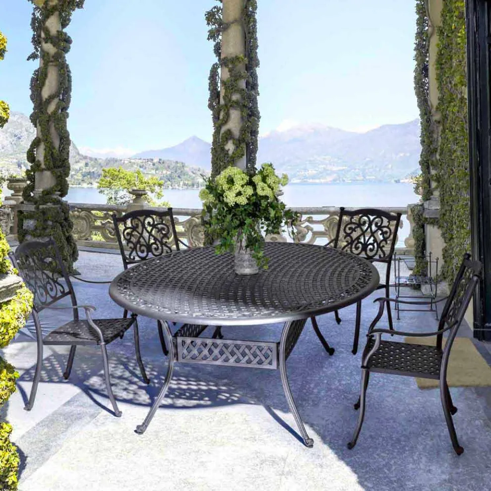 Stapelbarer Außenstuhl aus weißem oder anthrazitfarbenem Aluminium, 4 Stück - Ode