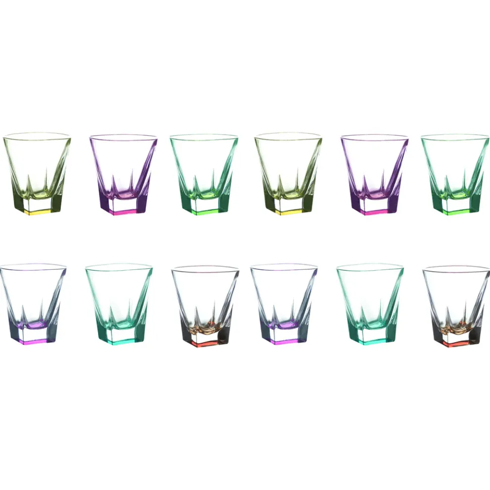 12 Stk. Eco farbige Kristall-Likörgläser Service - Amalgam