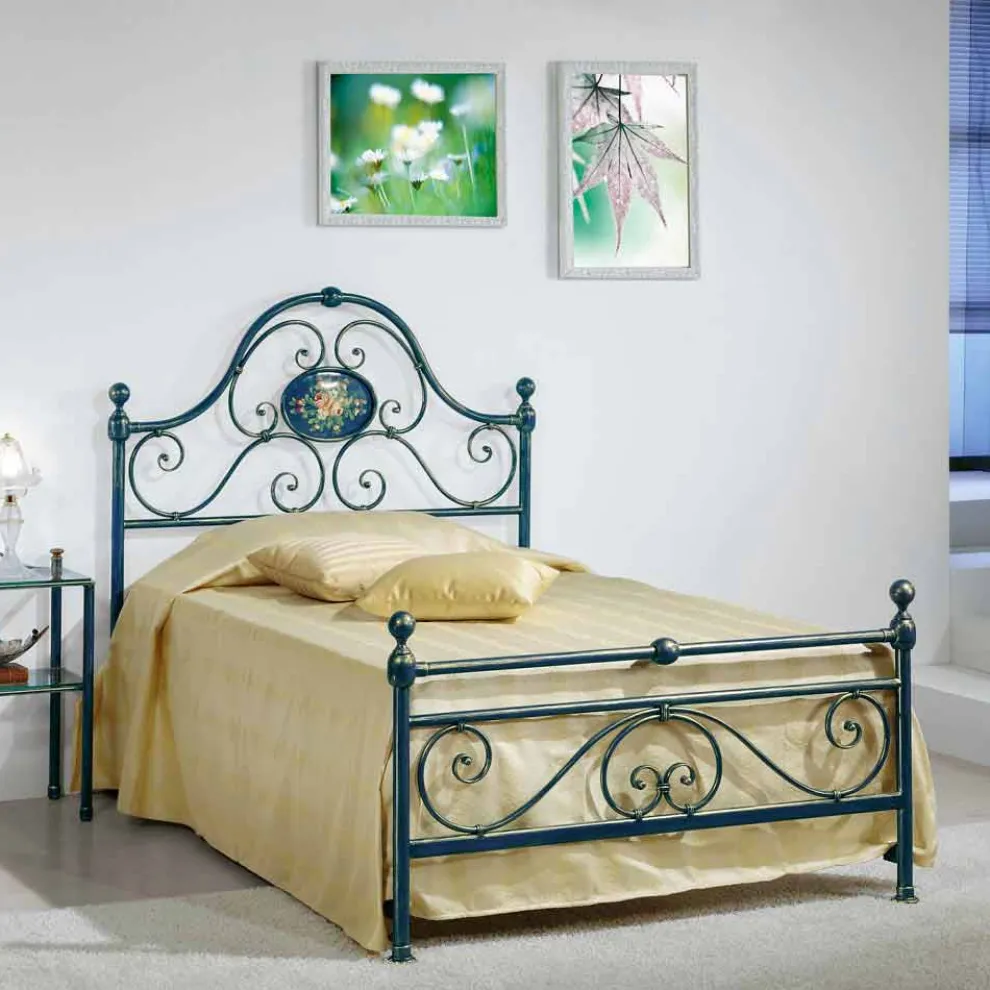Bett 120x90 cm aus Schmiedeeisen Gloria Made in Italy