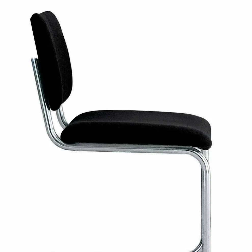 Bürostuhl aus Leder mit Struktur aus verchromtem Stahl Made in Italy - Octant