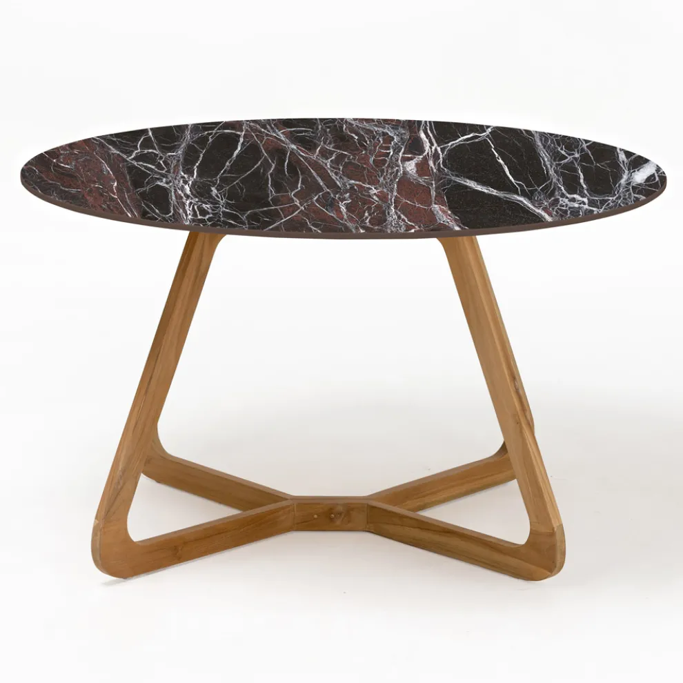 Runder Außentisch aus roter Domus-Keramik Made in Italy - Pegaso