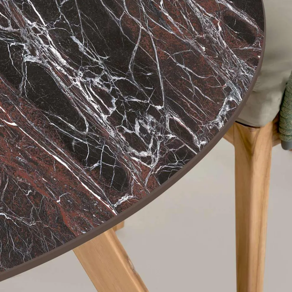 Runder Außentisch aus roter Domus-Keramik Made in Italy - Pegaso