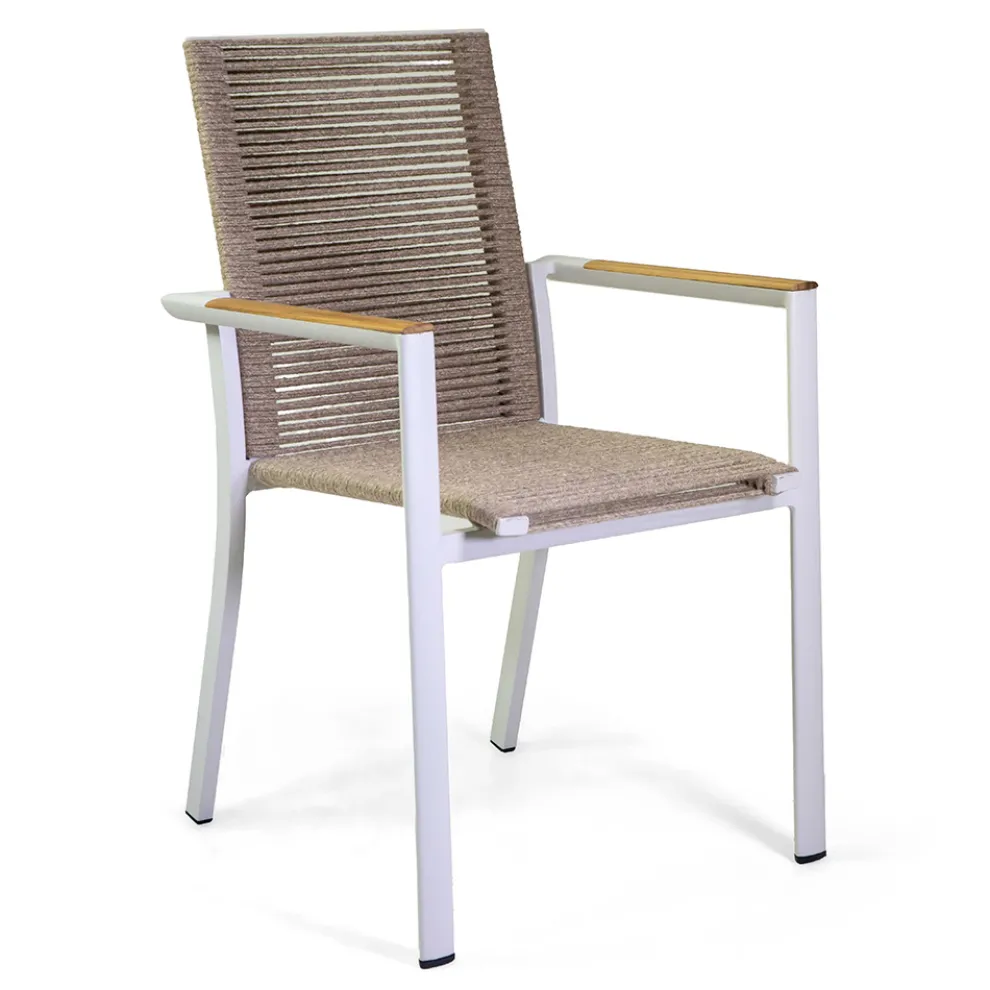 Außenstuhl aus Aluminium, Sitz und Rückenlehne aus Seil - Detail