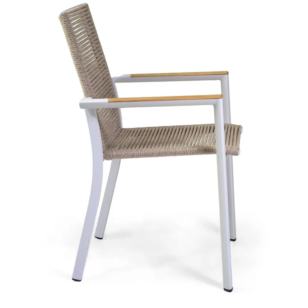 Außenstuhl aus Aluminium, Sitz und Rückenlehne aus Seil - Detail