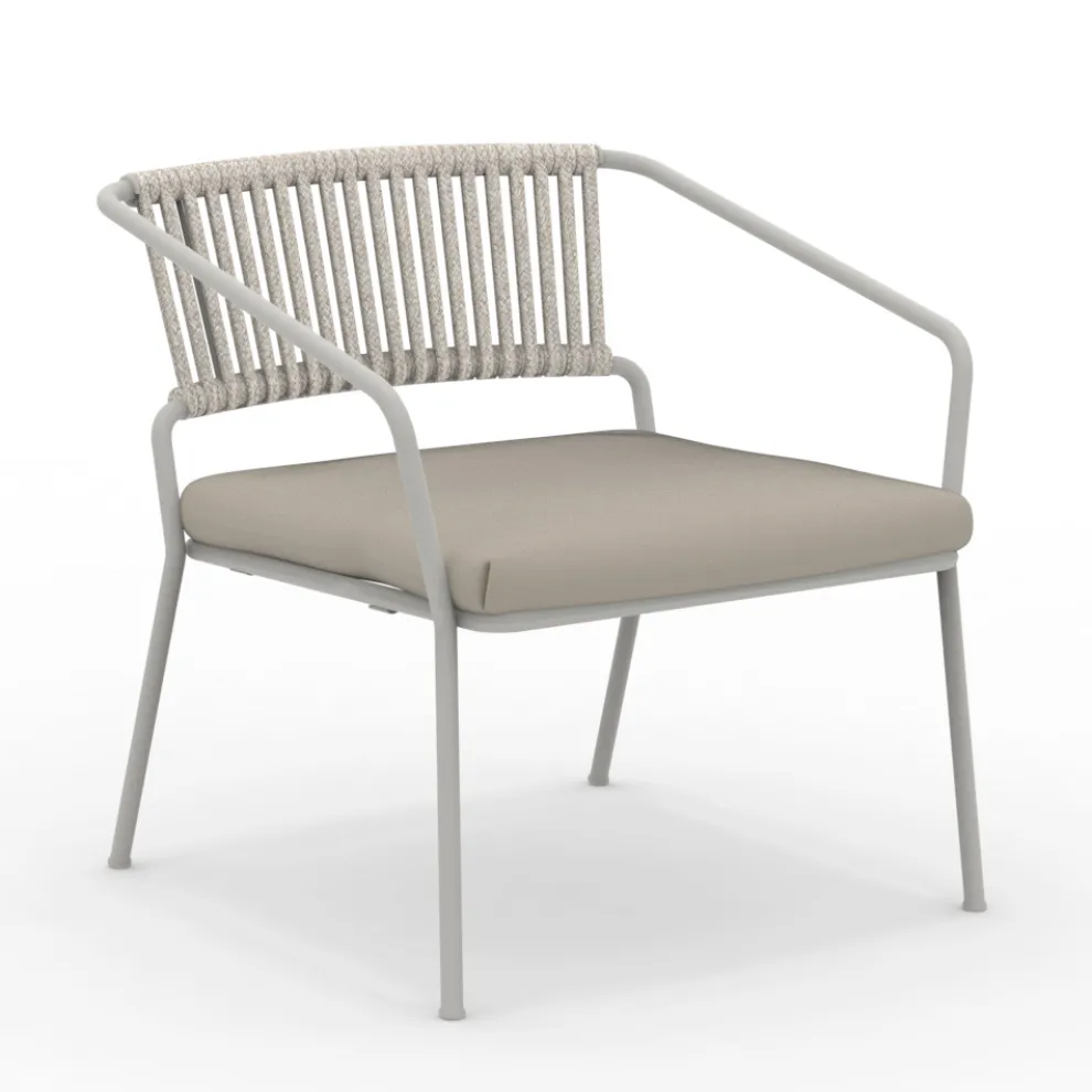 Niedriger Gartensessel mit Kissen inklusive Made in Italy - Prato