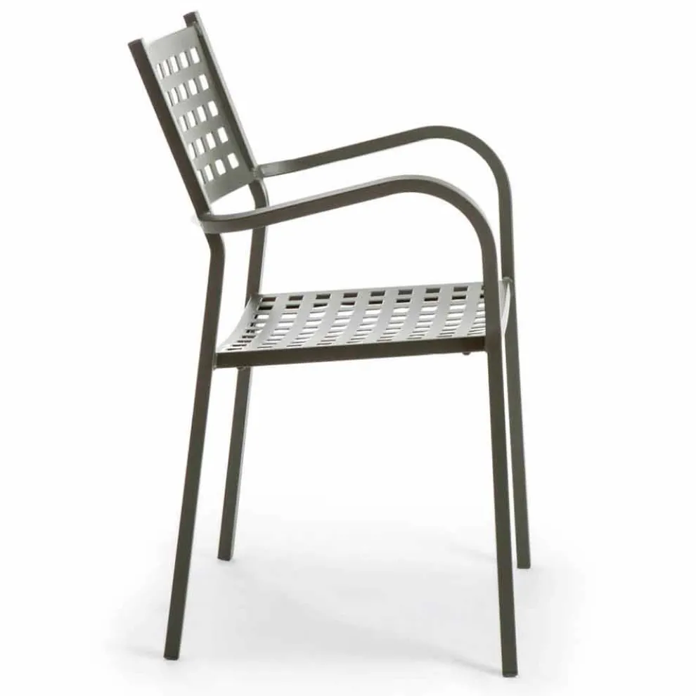 Stapelbarer Gartenstuhl aus lackiertem Metall Made in Italy, 8 Stück - Lina