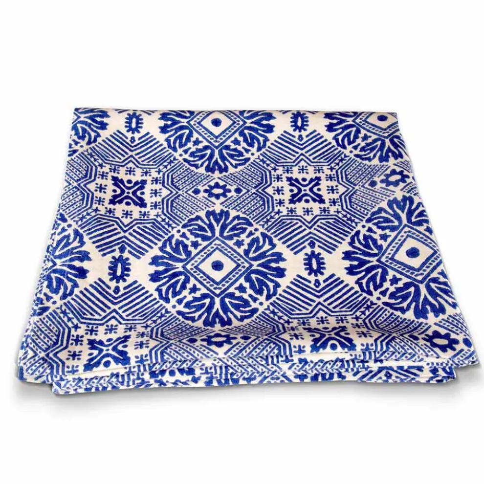 Künstlerische Tischdecke Handgedrucktes einzigartiges Stück italienisches Handwerk