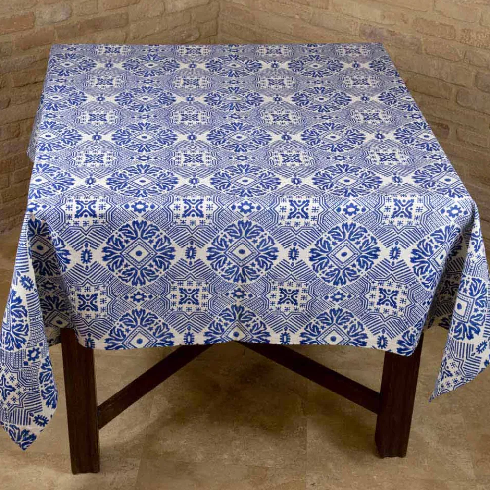 Künstlerische Tischdecke Handgedrucktes einzigartiges Stück italienisches Handwerk