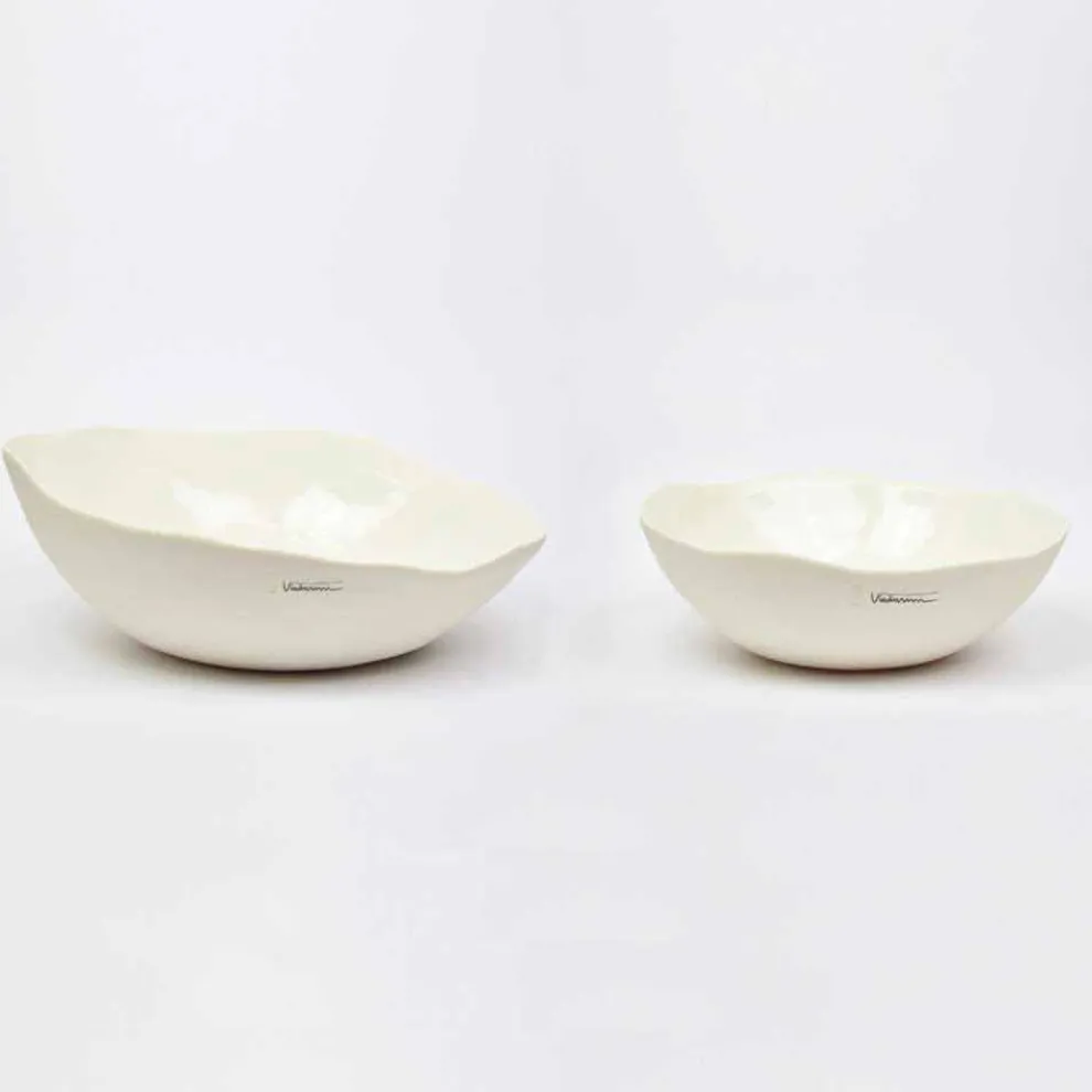 2 Salatschüsseln aus weißem Porzellan Einzigartige Stücke italienischen Designs - Arciconcreto