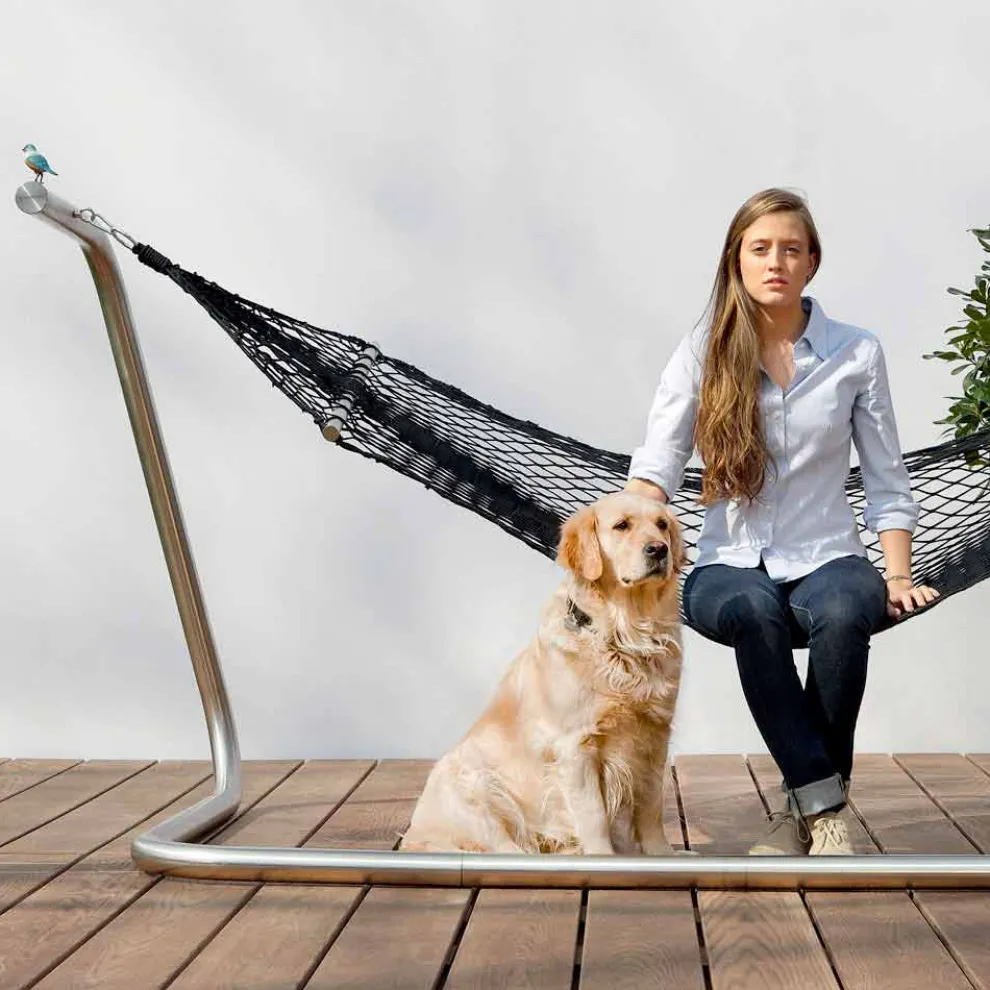 Hängematte in Stahl und Schwarz Garten Design Made in Italy - Cumberland