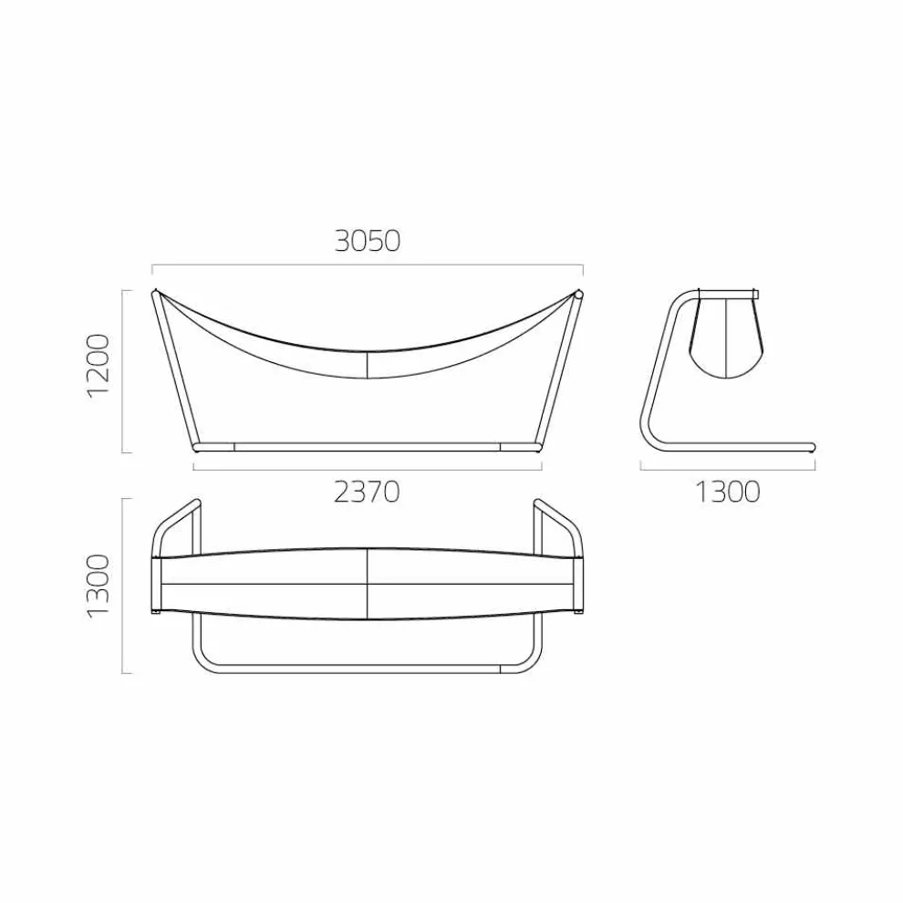 Hängematte in Stahl und Schwarz Garten Design Made in Italy - Cumberland
