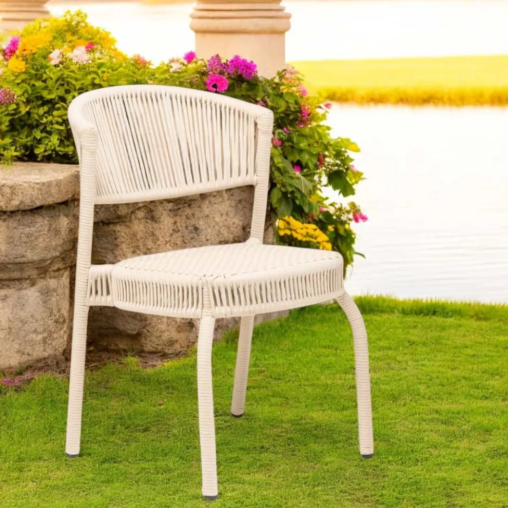 Gartenstuhl aus Aluminium und Seilgeflecht - Algedi