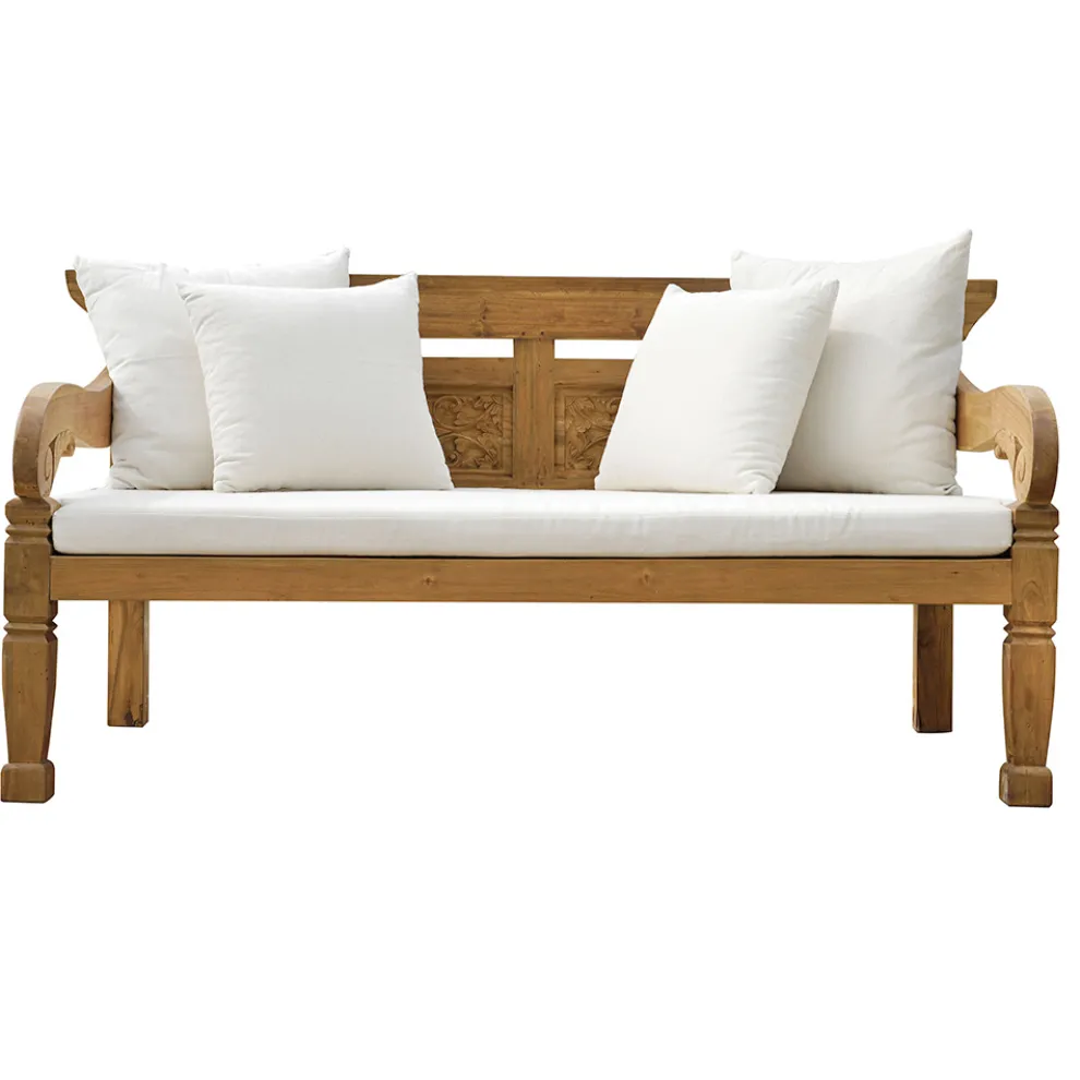 Bank 210x112 cm aus recyceltem Teakholz mit Kissen - Mammolo