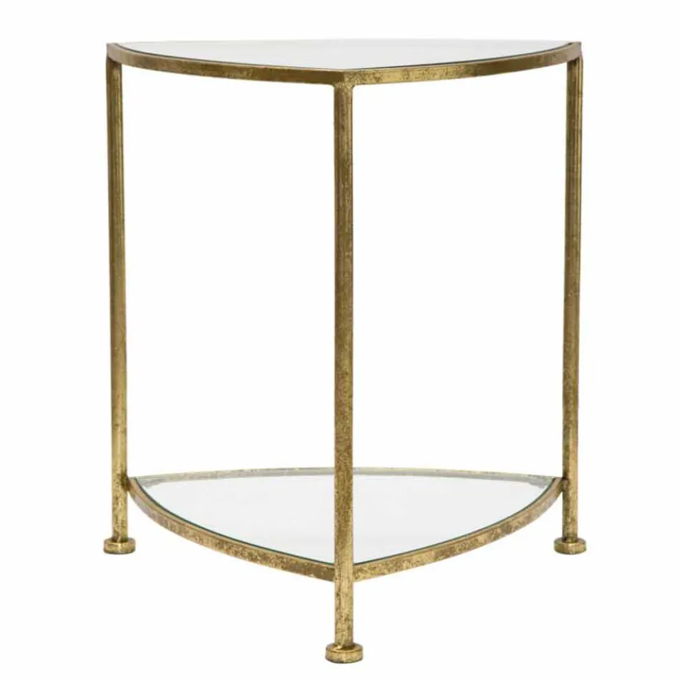 Dreieckiger Nachttisch im modernen Design aus Eisen und Glas - Kira