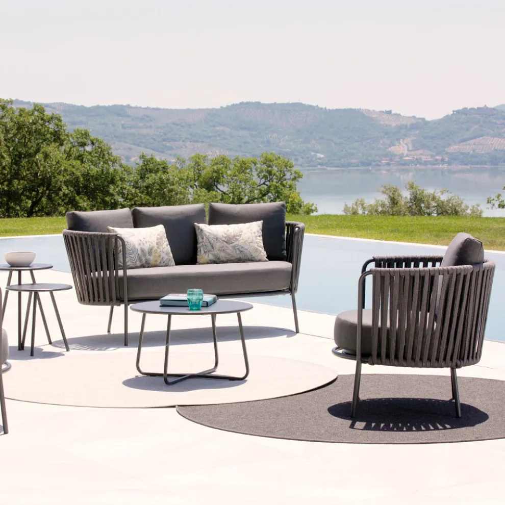 Outdoor-Sofa aus Stahl, verschiedene Größen und Kissen inklusive. Made in Italy - Bronn