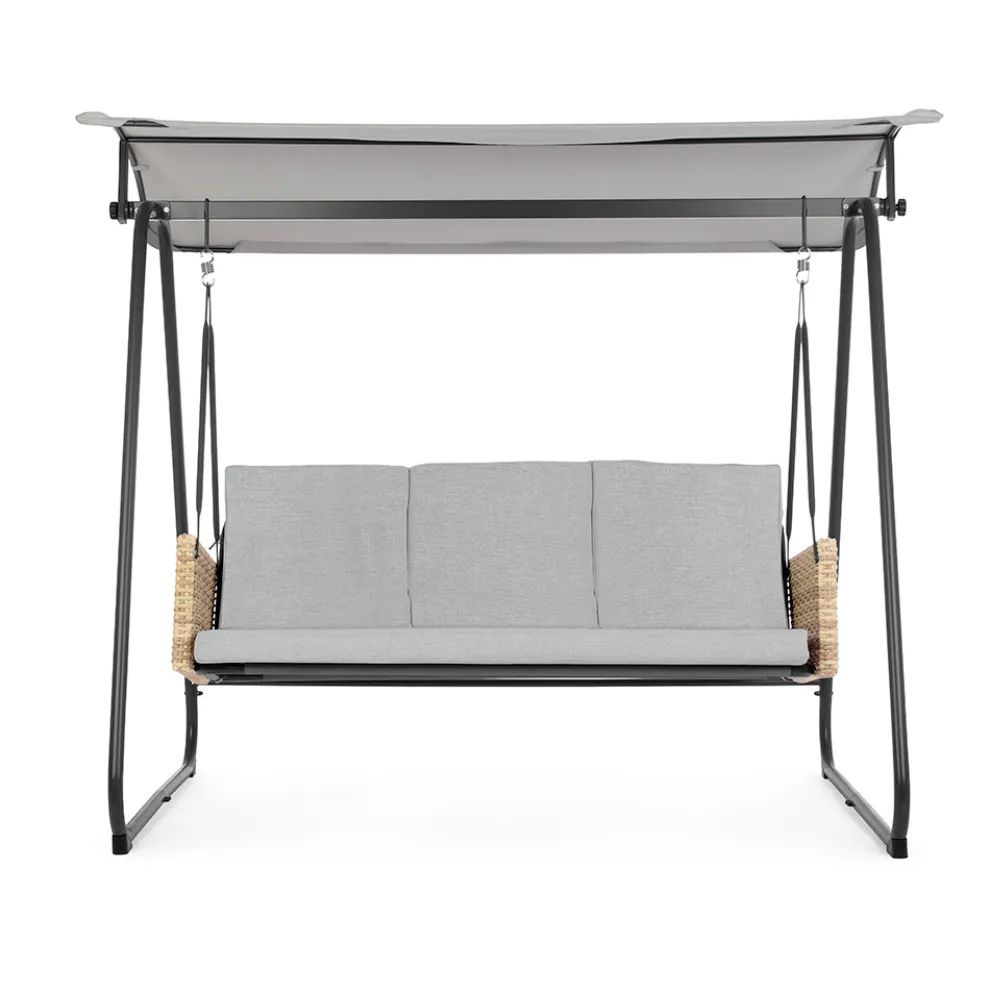 3-Sitzer-Außenschaukel aus Stahl und Polyrattan-Armlehnen – Settle