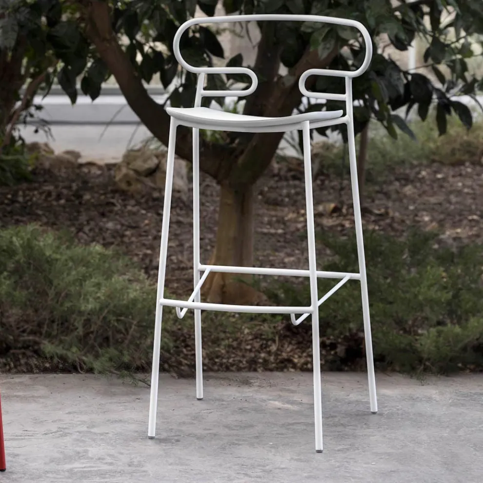 Außenhocker aus lackiertem Metall und Polyurethan Made in Italy - Trosa