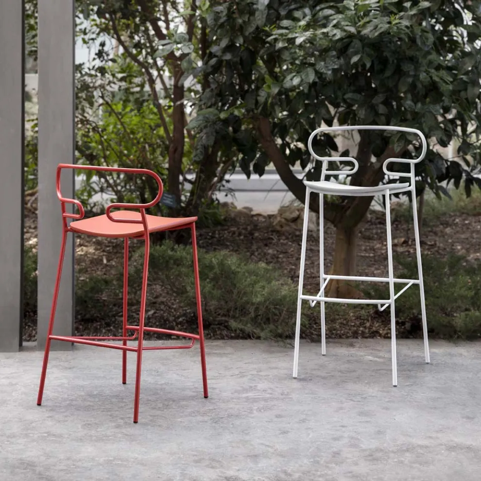 Außenhocker aus lackiertem Metall und Polyurethan Made in Italy - Trosa