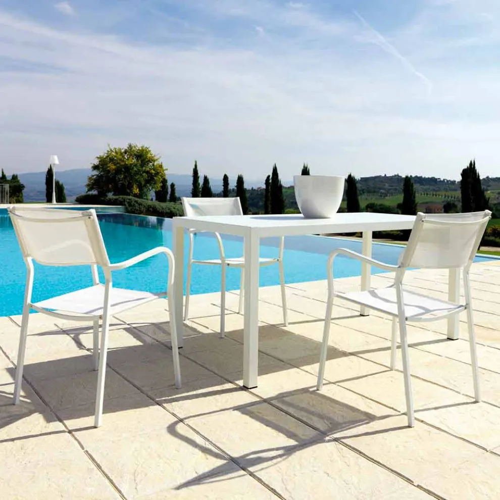 Selbstnivellierender rechteckiger Metall-Außentisch Made in Italy - Binda