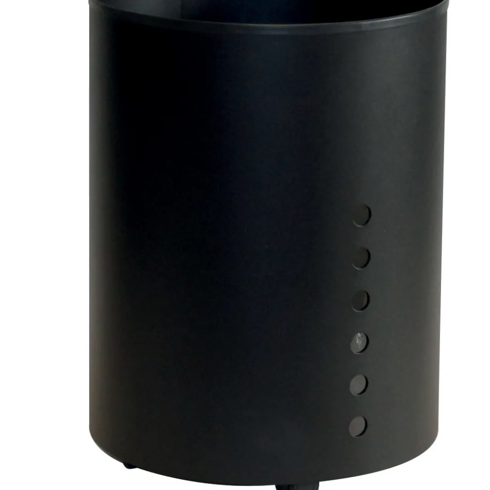Runder Pellethalter aus schwarz lackiertem Stahl und Rädern, hergestellt in Italien – Airone