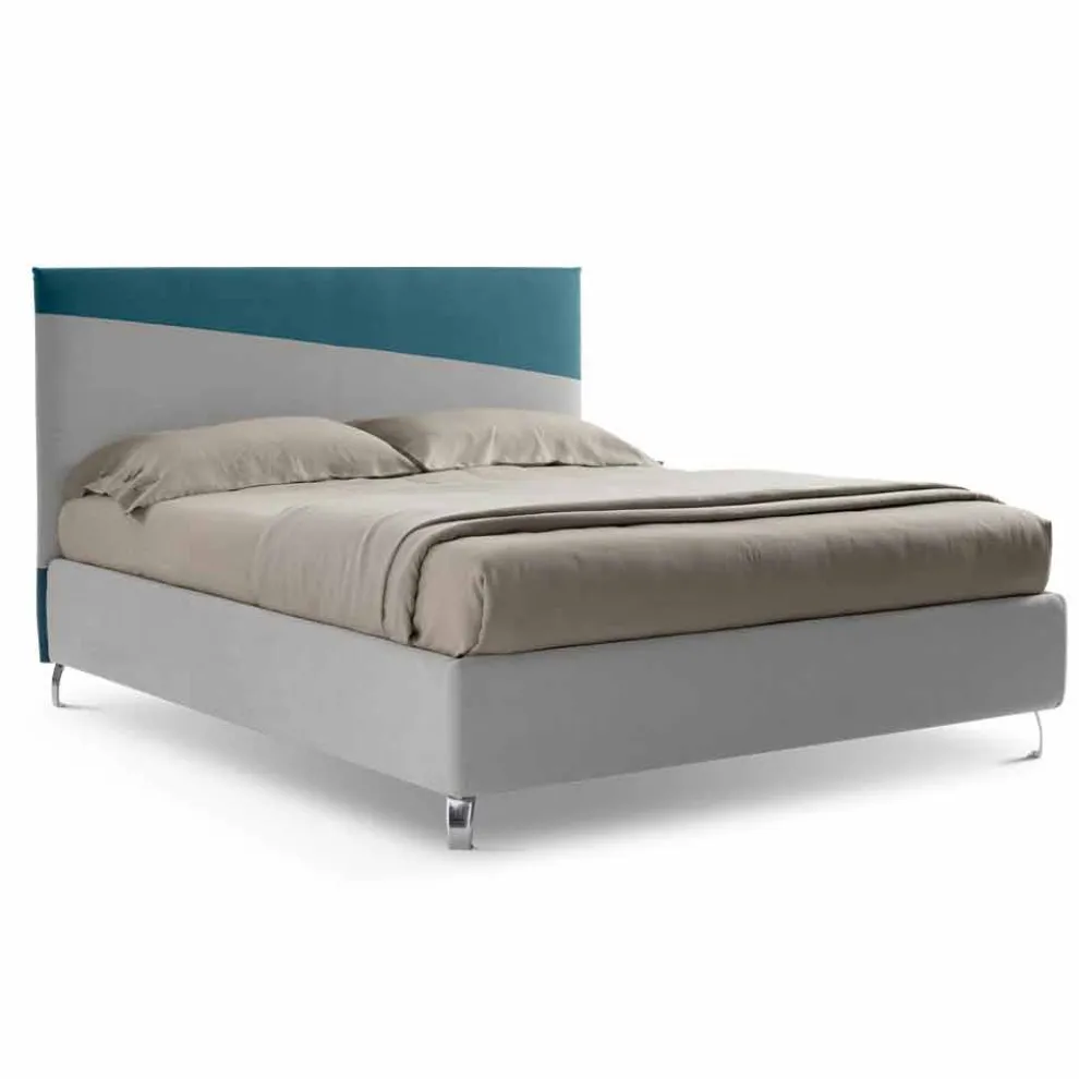 Luxus Doppelbett mit Box aus zweifarbigem Stoff Made in Italy - Carmelo
