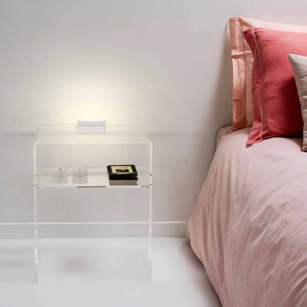 Transparenter Nachttisch mit LED-beleuchtbarem Touch-Licht Adelia
