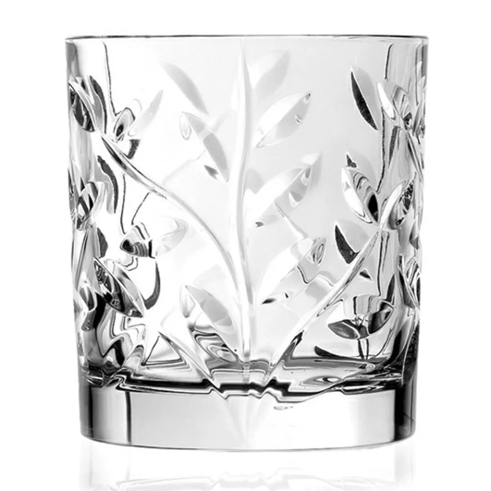 Niedrige Trinkgläser in Eco Crystal Leaf Dekoration 12 Stück - Magnolio