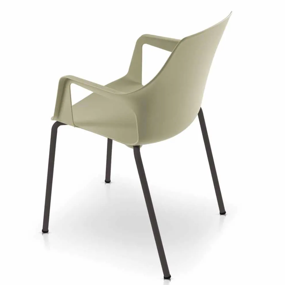 4 stapelbare Außenstühle aus Polypropylen und Metall Made in Italy - Carlene