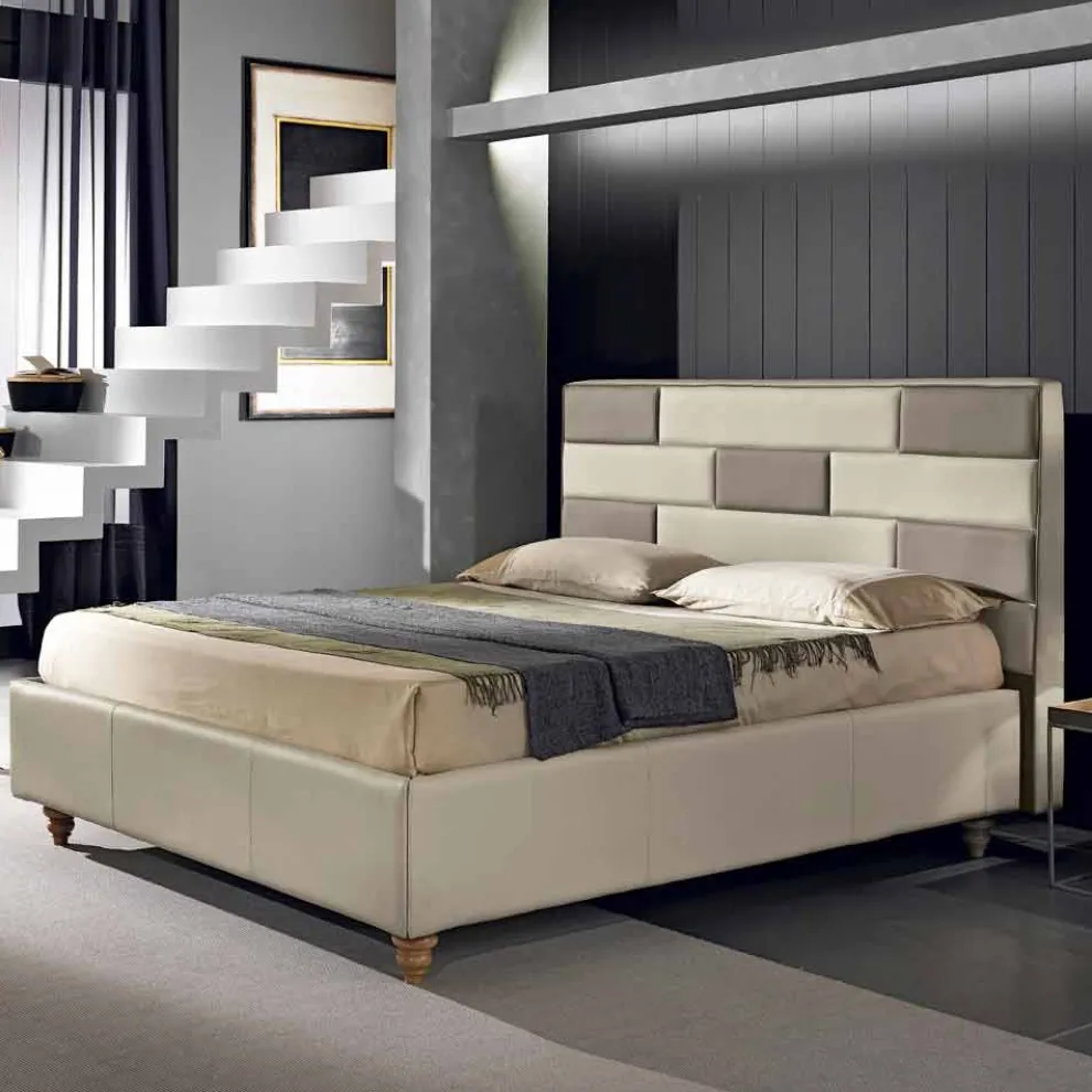 Doppelbett aus Kunstleder mit Aufbewahrungsbox 160x190/200 cm Gin