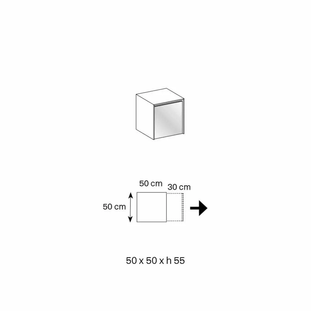 Sofa-Beistelltisch oder Nachttisch aus Rauchglas mit Holzschublade - Mantra