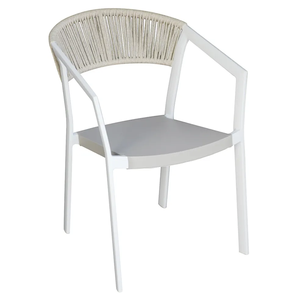 Stapelbarer Stuhl mit Textilene-Sitz und Twist Wicker Back - Passion