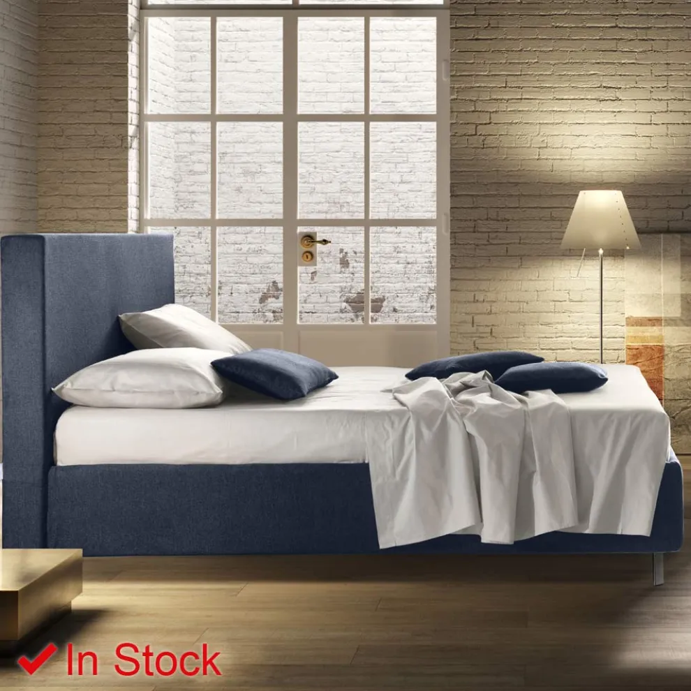 Gepolstertes Doppelbett mit Matratze und Kissen Made in Italy - Verga