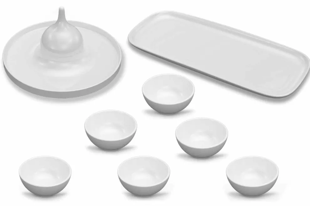 Modernes Design Porzellan Aperitif Teller Set 8 Stück - Galatino