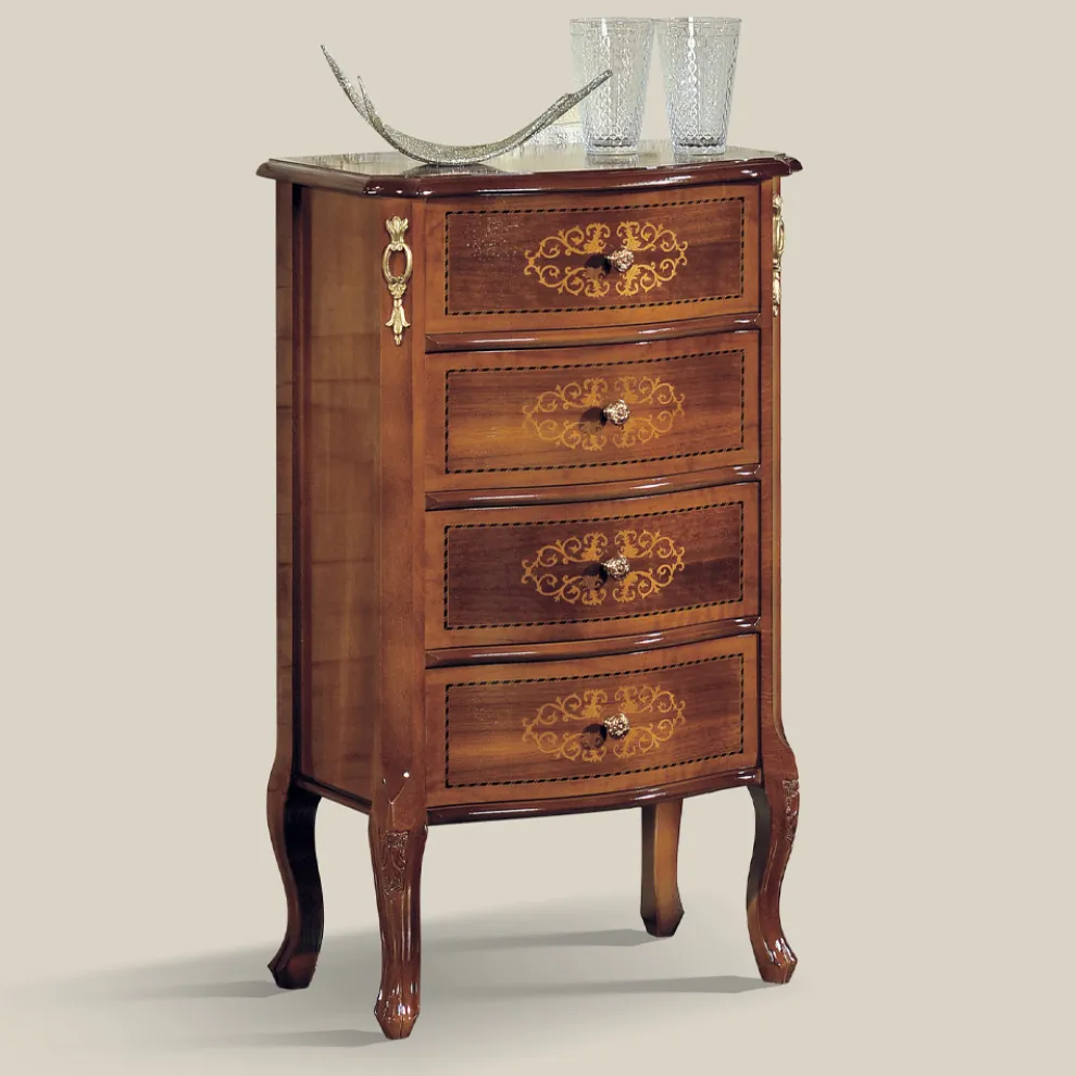 Klassische Kommode aus Walnussholz 4 oder 6 Schubladen Made in Italy - Katerine