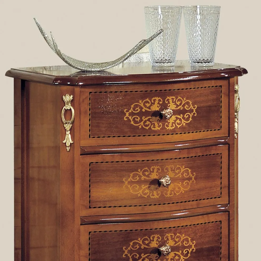 Klassische Kommode aus Walnussholz 4 oder 6 Schubladen Made in Italy - Katerine