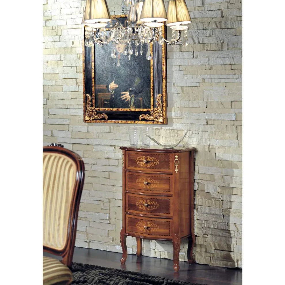 Klassische Kommode aus Walnussholz 4 oder 6 Schubladen Made in Italy - Katerine