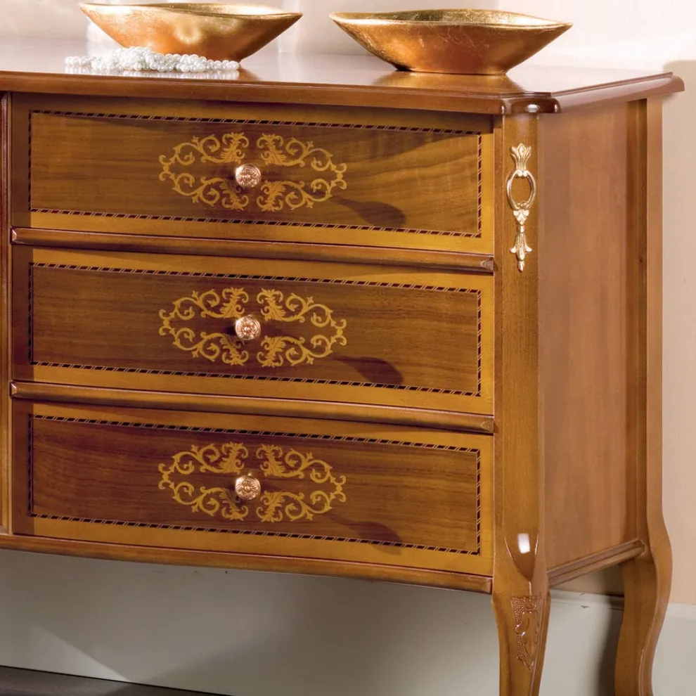 Klassische Kommode aus Walnussholz 4 oder 6 Schubladen Made in Italy - Katerine