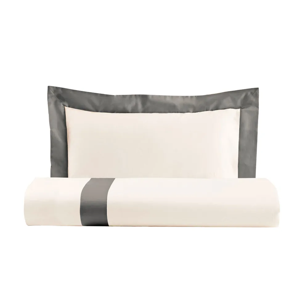 Einzel- und eineinhalbquadratisches Bettbezug-Set aus 100 % Baumwolle und 10 % Baumwollsatin - Detail